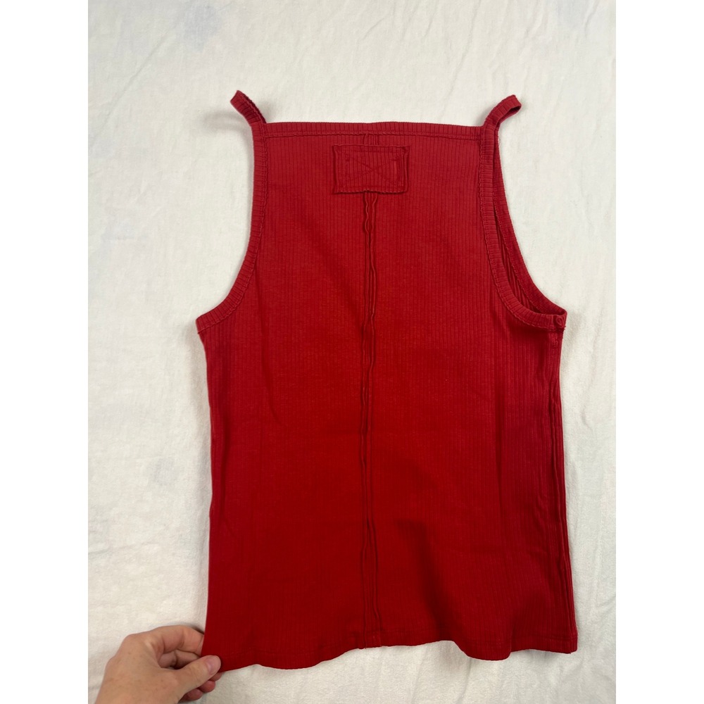 We The Free Free People Red Ribbed Tank Top Square Neck Sleeveless M - Picture 5 of 5